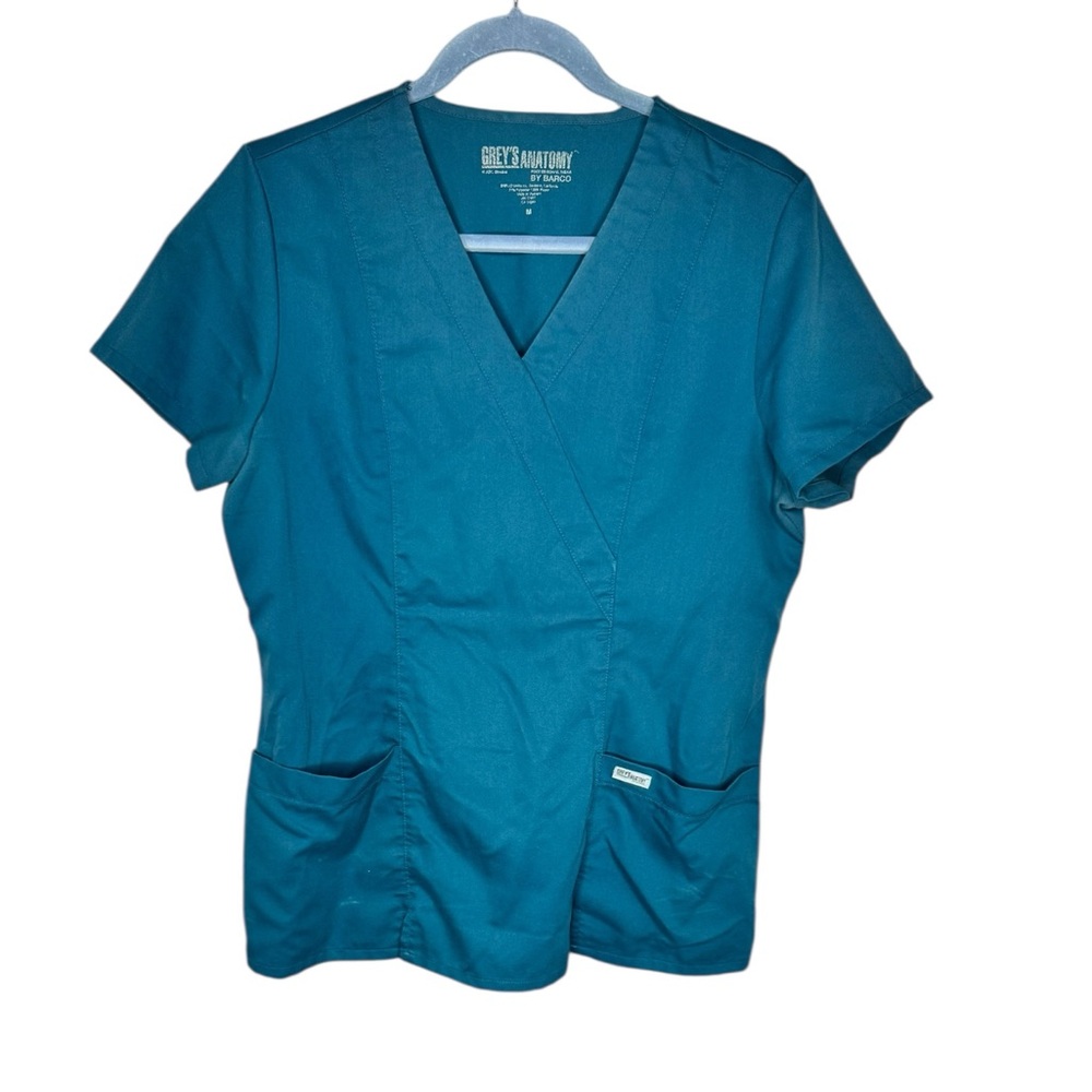 Elegant teal scrubs top from Grey's Anatomy.